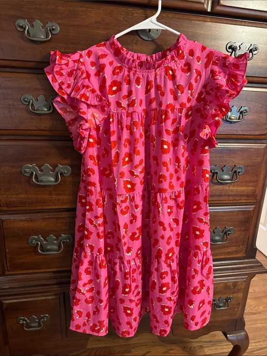 JODIFL Dresses & Skirts - JODIFL Pink Dress with Red Floral Print